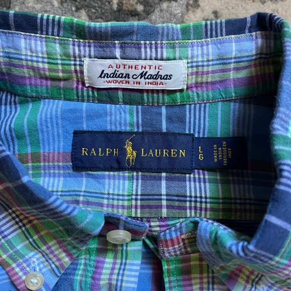 Men’s Ralph Lauren Plaid Short Sleeve Button Up Shirt - Large - Picture 2 of 2